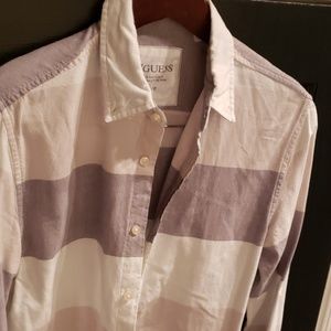 Men's Guess grey striped button down